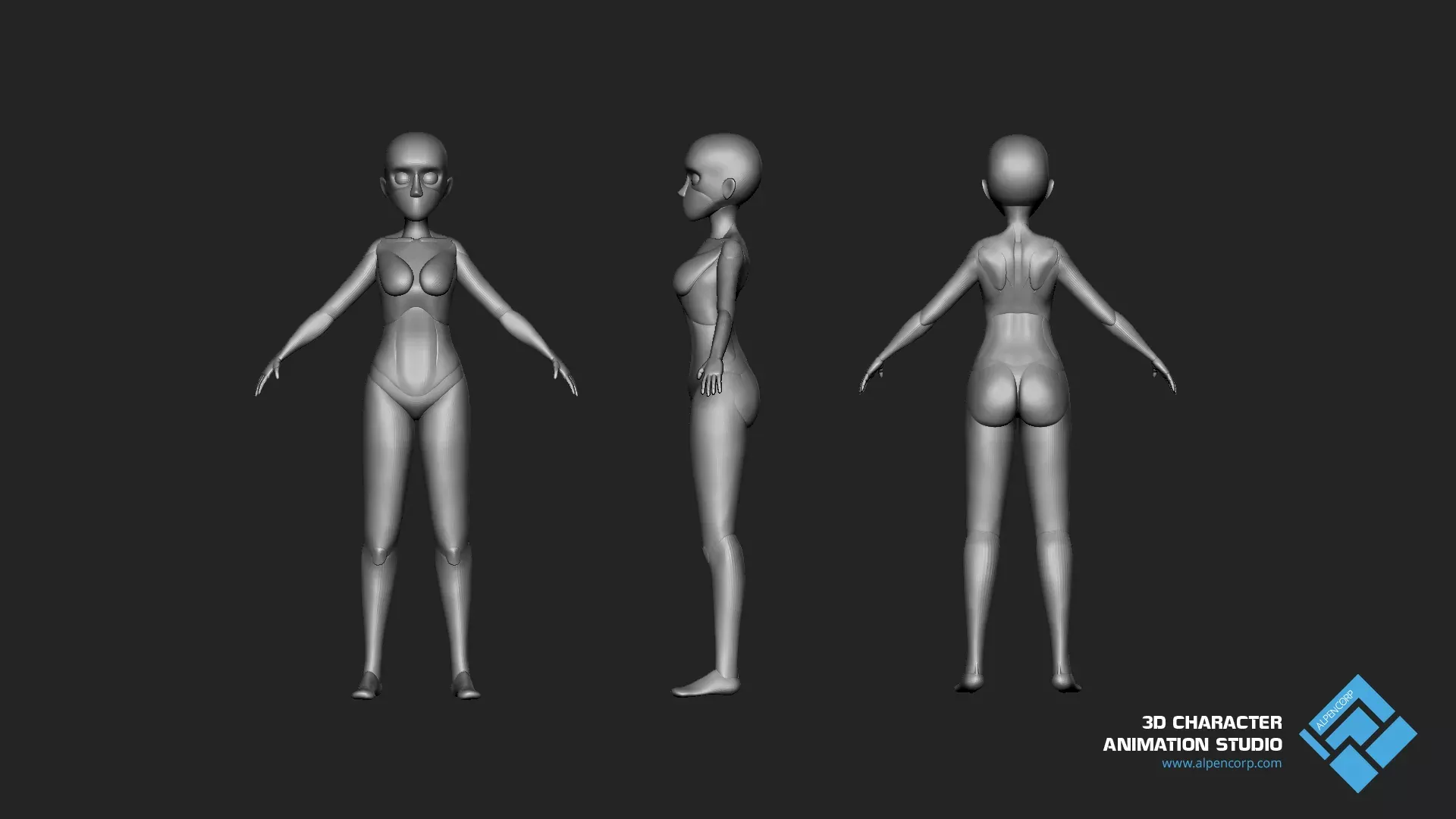 Das Body-Blocking des 3D-Charakters für den Eshop