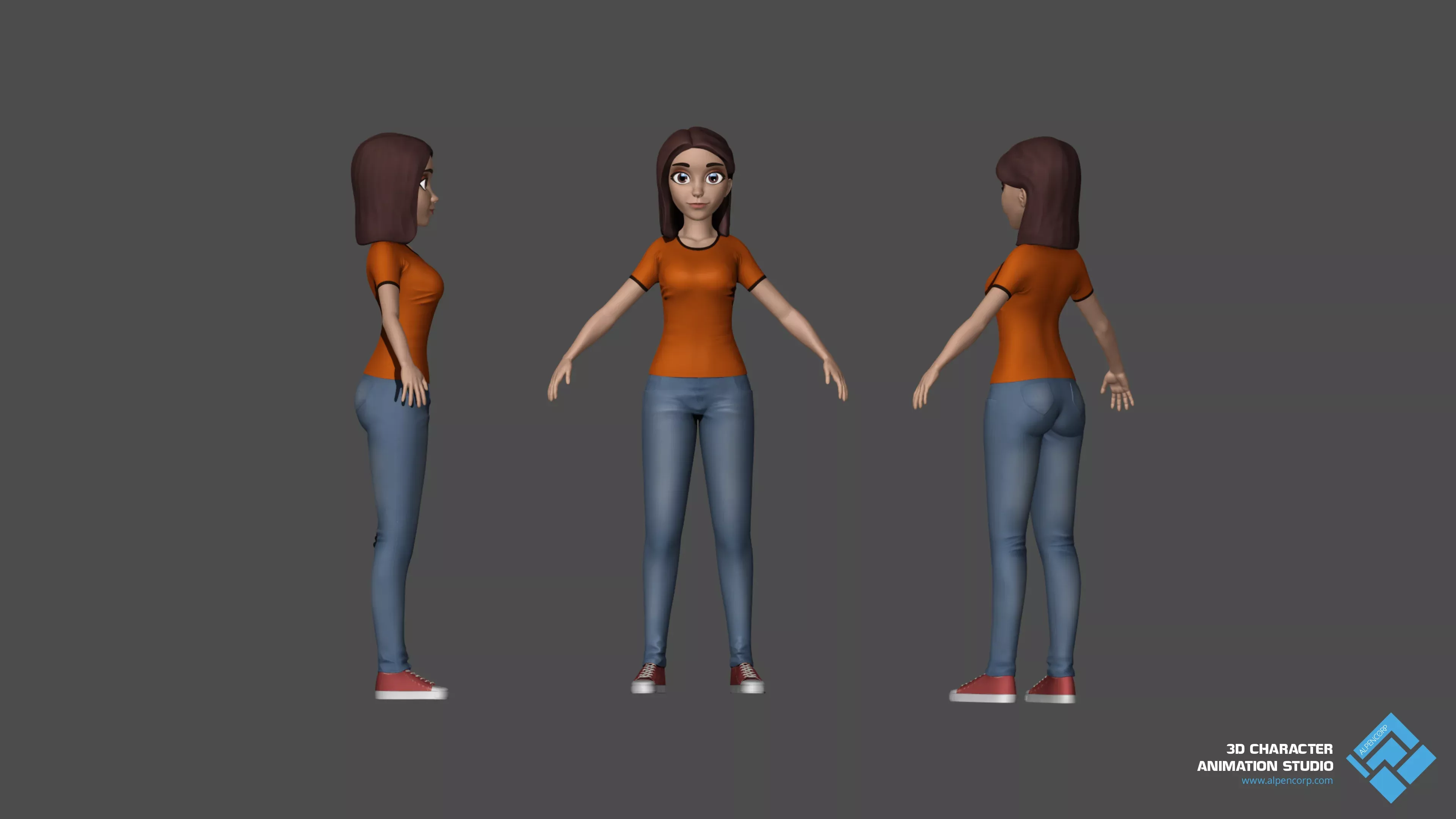 Kleidung und Design des 3D-Charakters für den Eshop